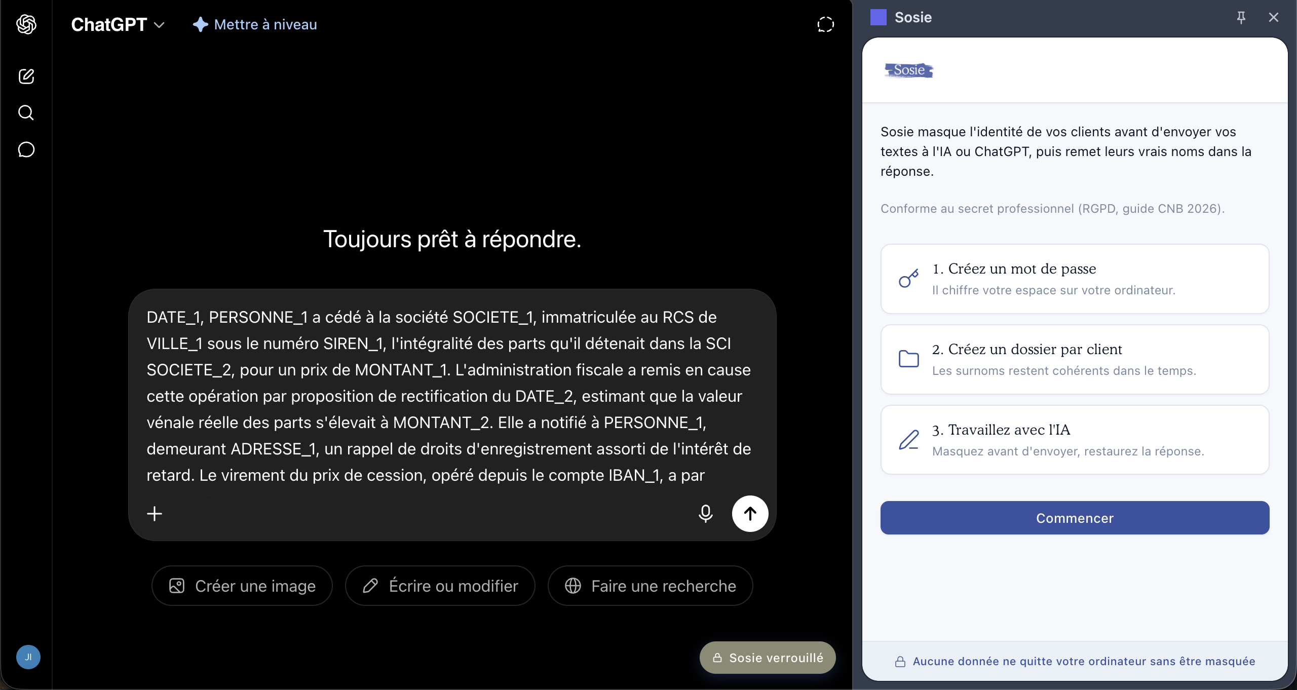 Sosie, extension Chrome à côté de Claude.ai